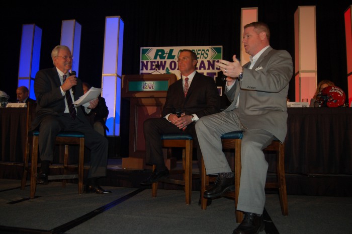 ULL Coach Hudspeth (Center) and UNR Coach Polian (Right)