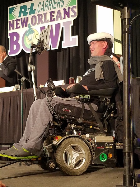 Steve Gleason gave an inspiring keynote address at the R+L Carriers New Orleans Bowl Players and Coaches luncheon