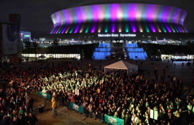 Large Crowd outside the Mercedes-Benz Superdome